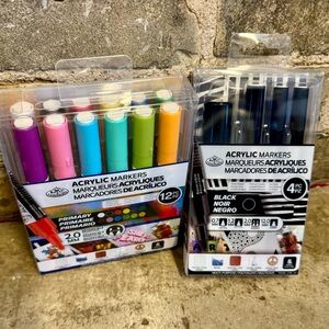 Acrylic Marker lot Primary colors & Black ultra fine to jumbo